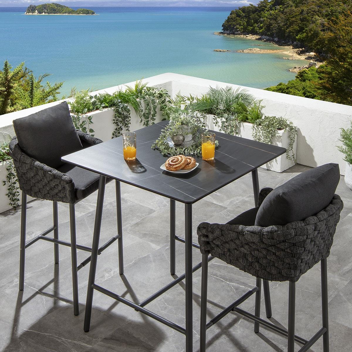 Ensemble bar de jardin Sundowner 2 places en céramique, anthracite et noir