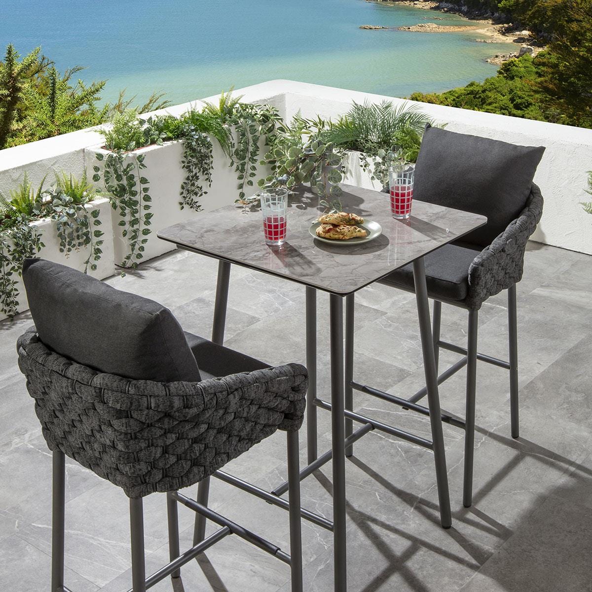 Ensemble bar de jardin Sundowner 2 places en céramique, anthracite et gris