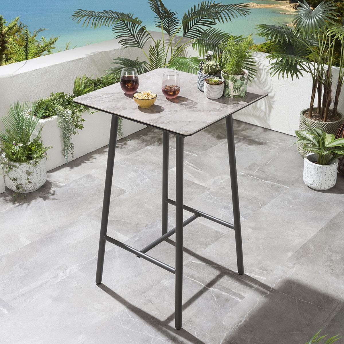 Ensemble bar de jardin Sundowner 2 places en céramique, anthracite et gris