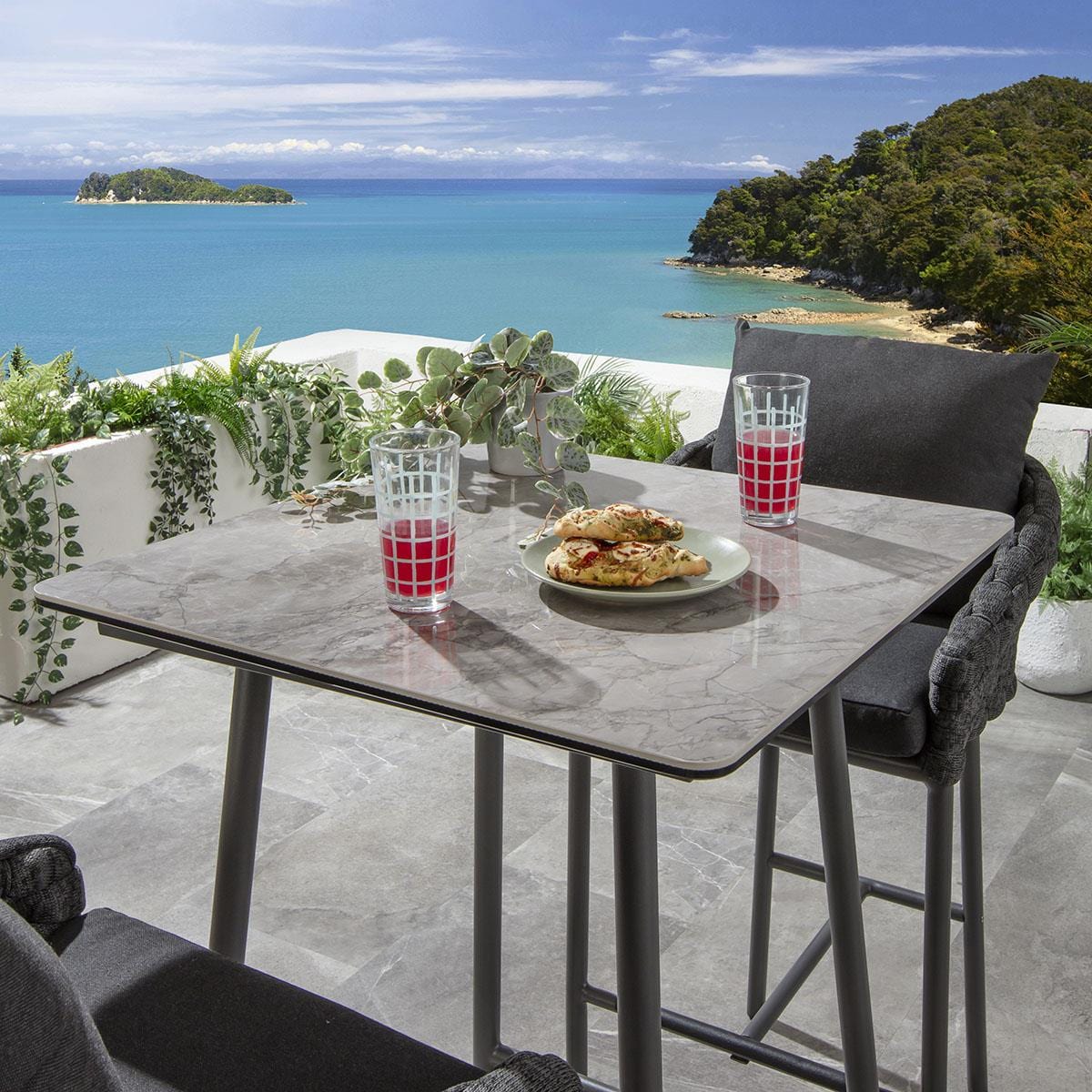 Ensemble bar de jardin Sundowner 2 places en céramique, anthracite et gris