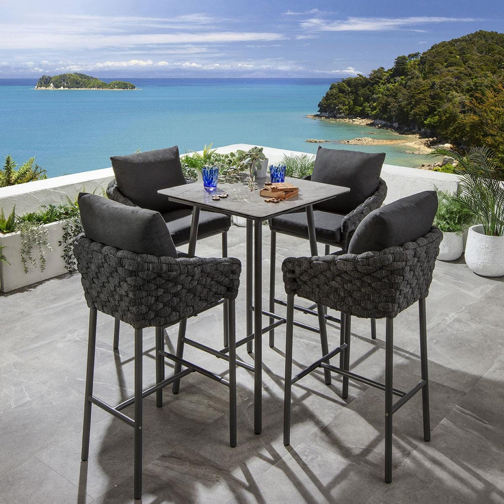 Ensemble bar de jardin Sundowner 4 places en céramique, anthracite et gris