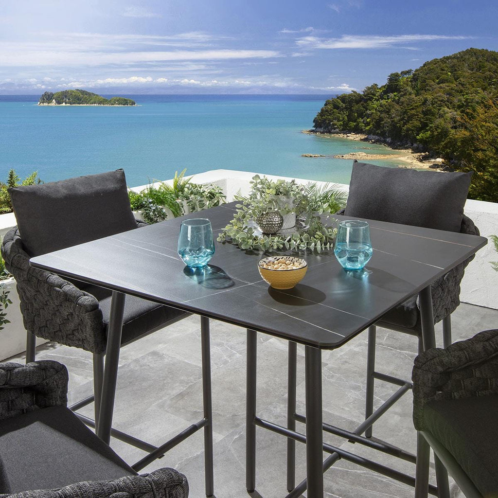 Ensemble de bar de jardin Sundowner 4 places en céramique, anthracite et noir