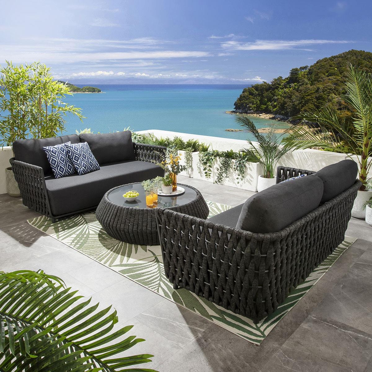 Ensemble canapé de jardin 6 places et table basse Sundowner, couleur anthracite