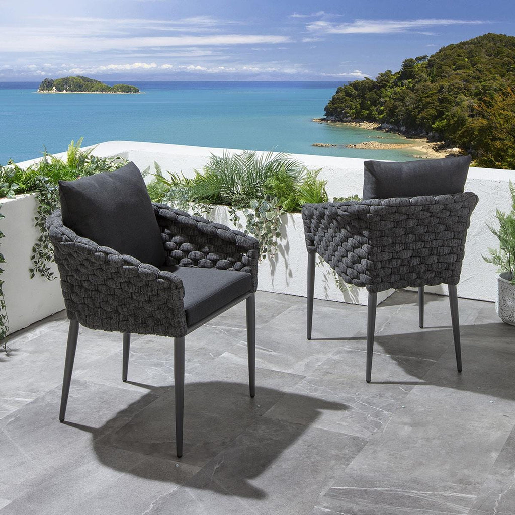 Ensemble de salle à manger d'extérieur rond Sundowner 8 places, aluminium anthracite et gris