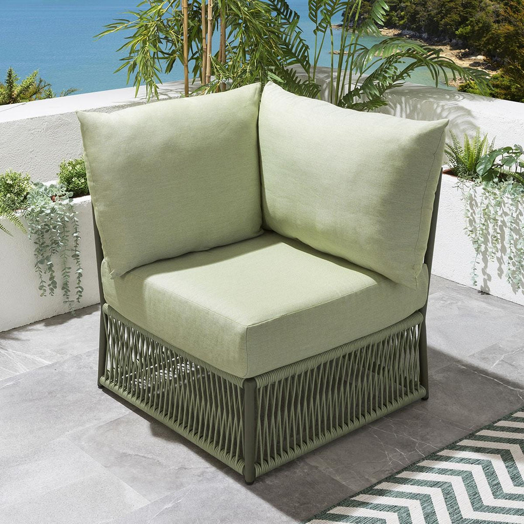 Ensemble de canapé de jardin modulaire Cole vert 218x74cm S3