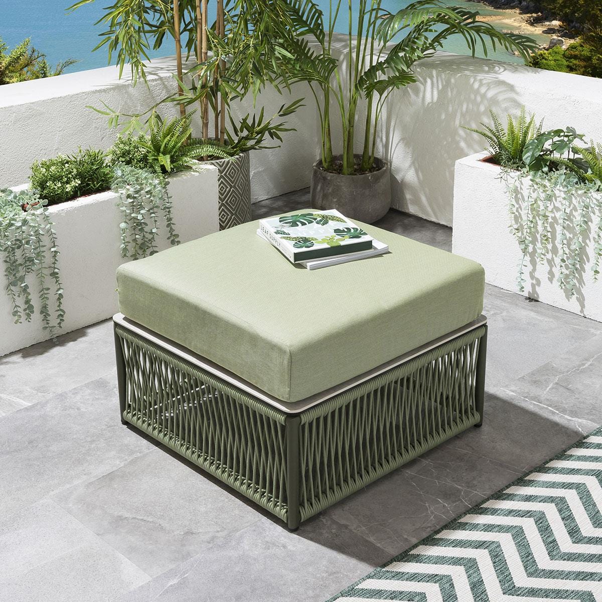 Ensemble de canapé de jardin modulaire Cole vert 218x74cm S3