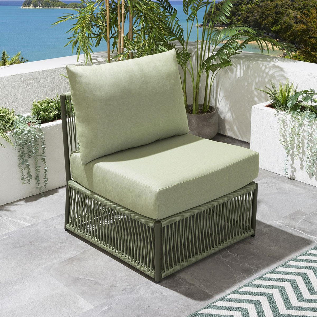 Ensemble de canapé de jardin modulaire Cole vert 218x74cm S3