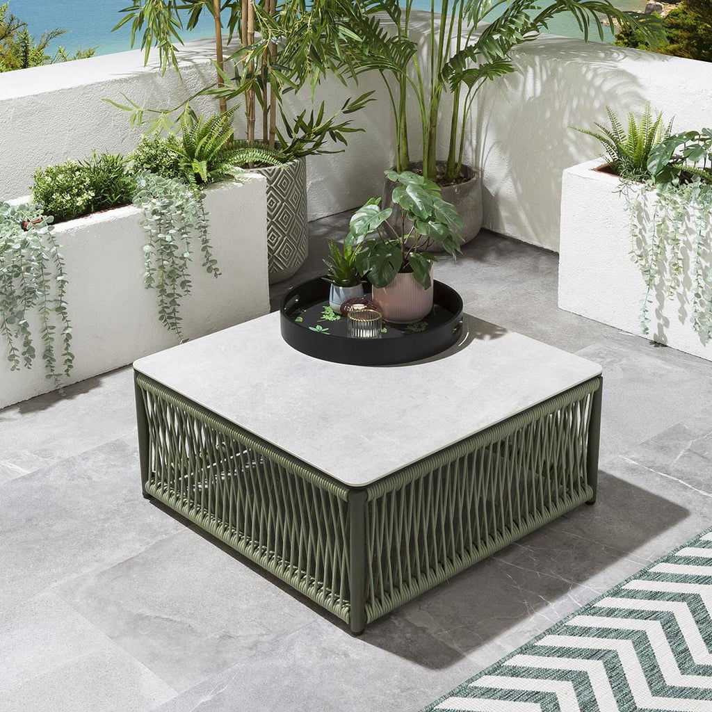 Ensemble de canapé de jardin modulaire Cole vert 218x74cm S3