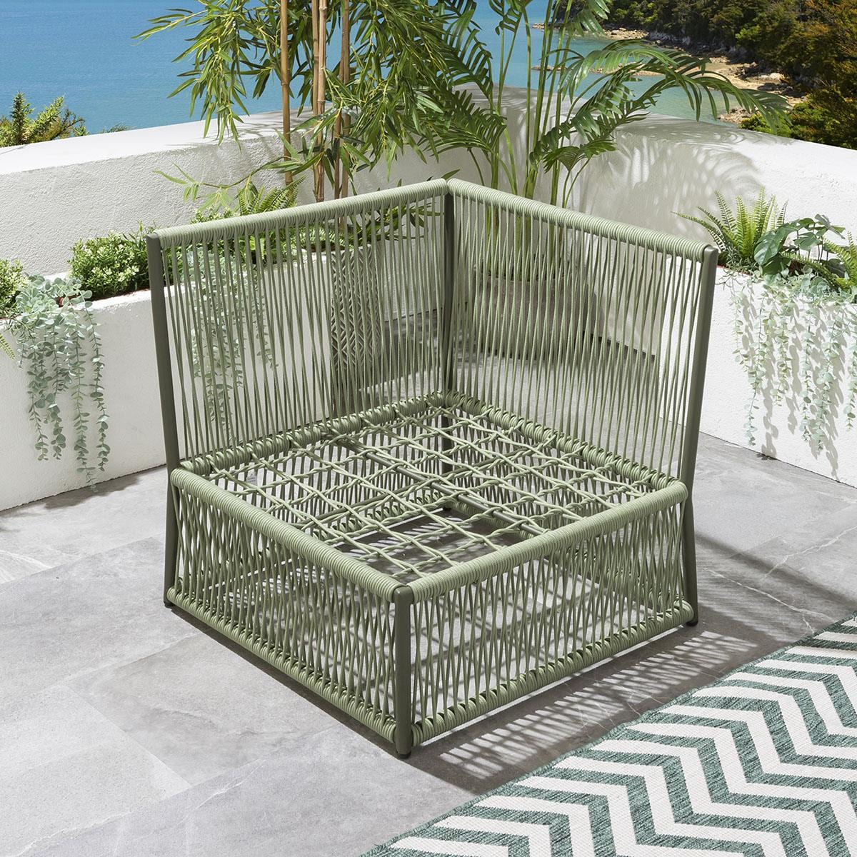 Ensemble de canapé de jardin modulaire Cole vert 218x74cm S3