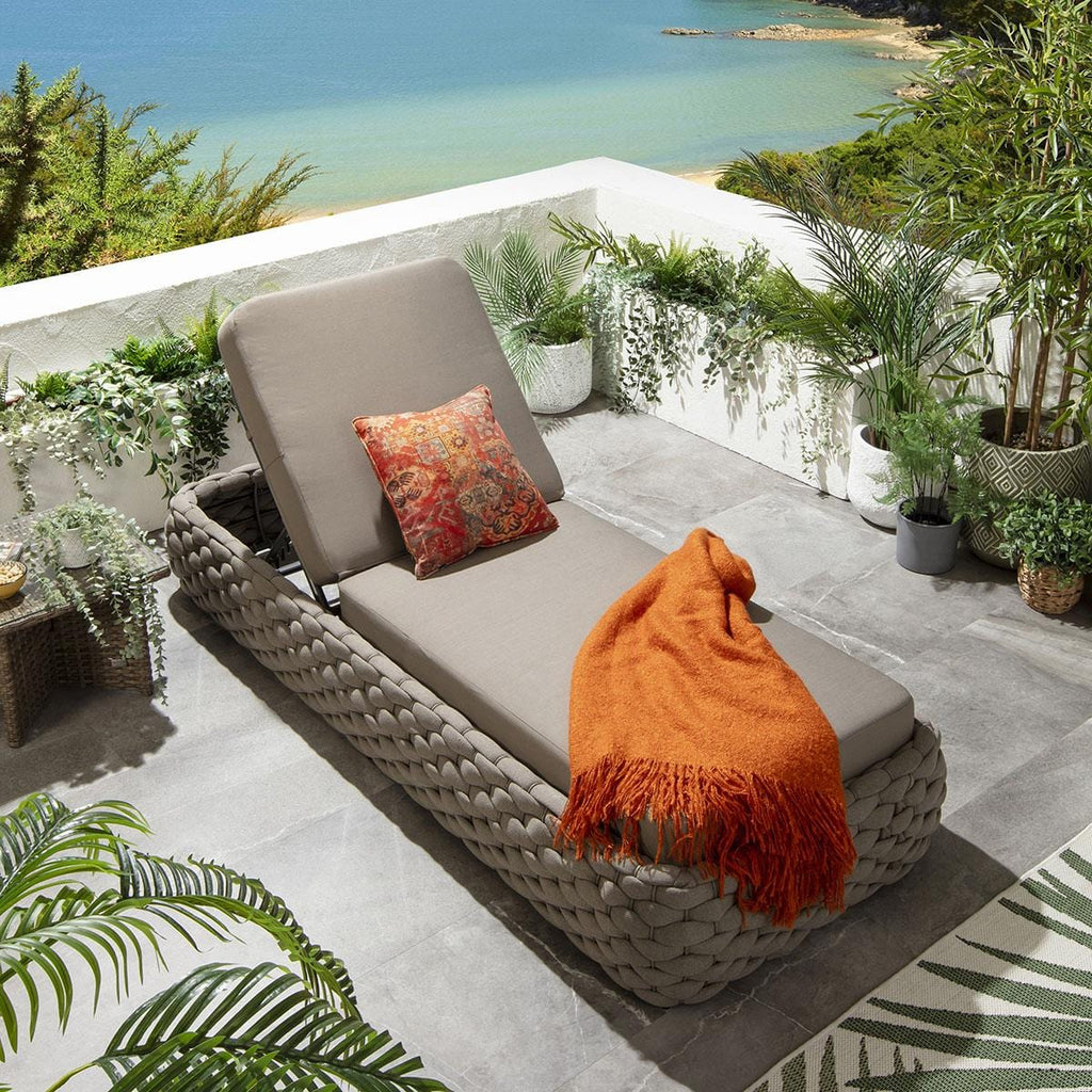 Transat Sundowner avec coussins couleur café 208 x 85 cm