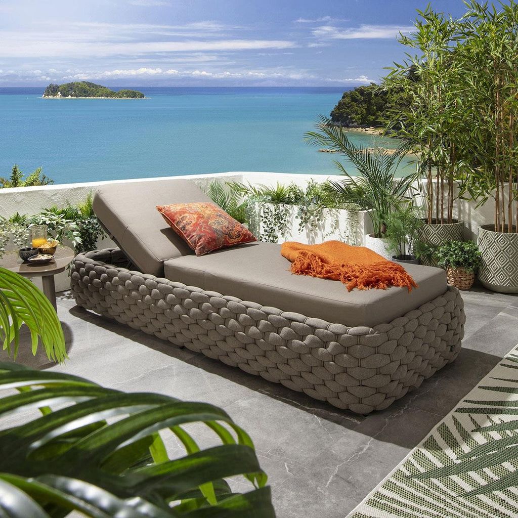 Transat Sundowner avec coussins couleur café 208 x 85 cm