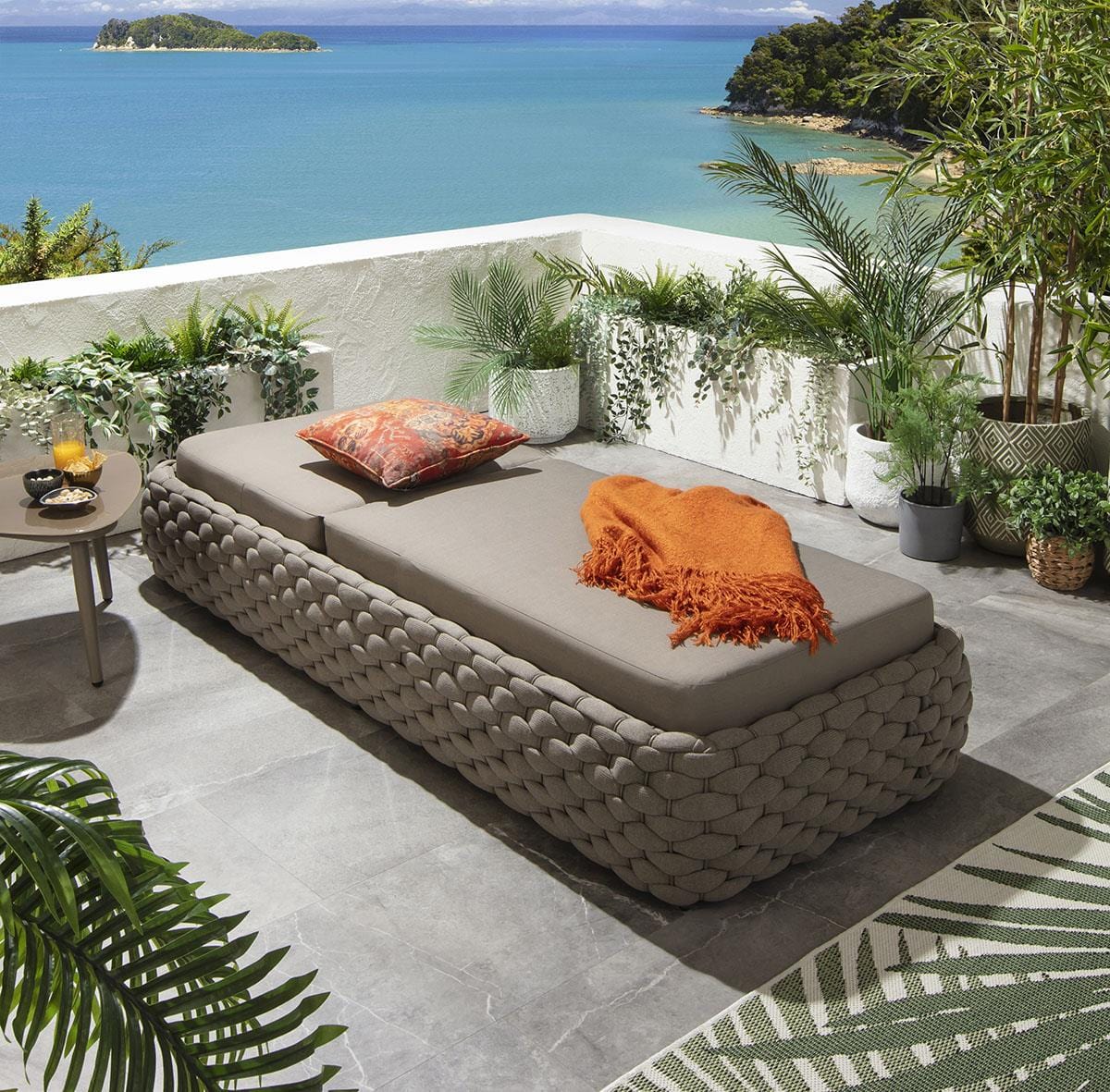 Transat Sundowner avec coussins couleur café 208 x 85 cm