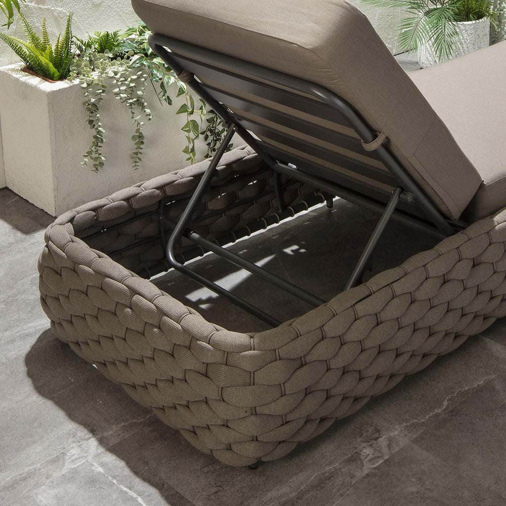 Transat Sundowner avec coussins couleur café 208 x 85 cm