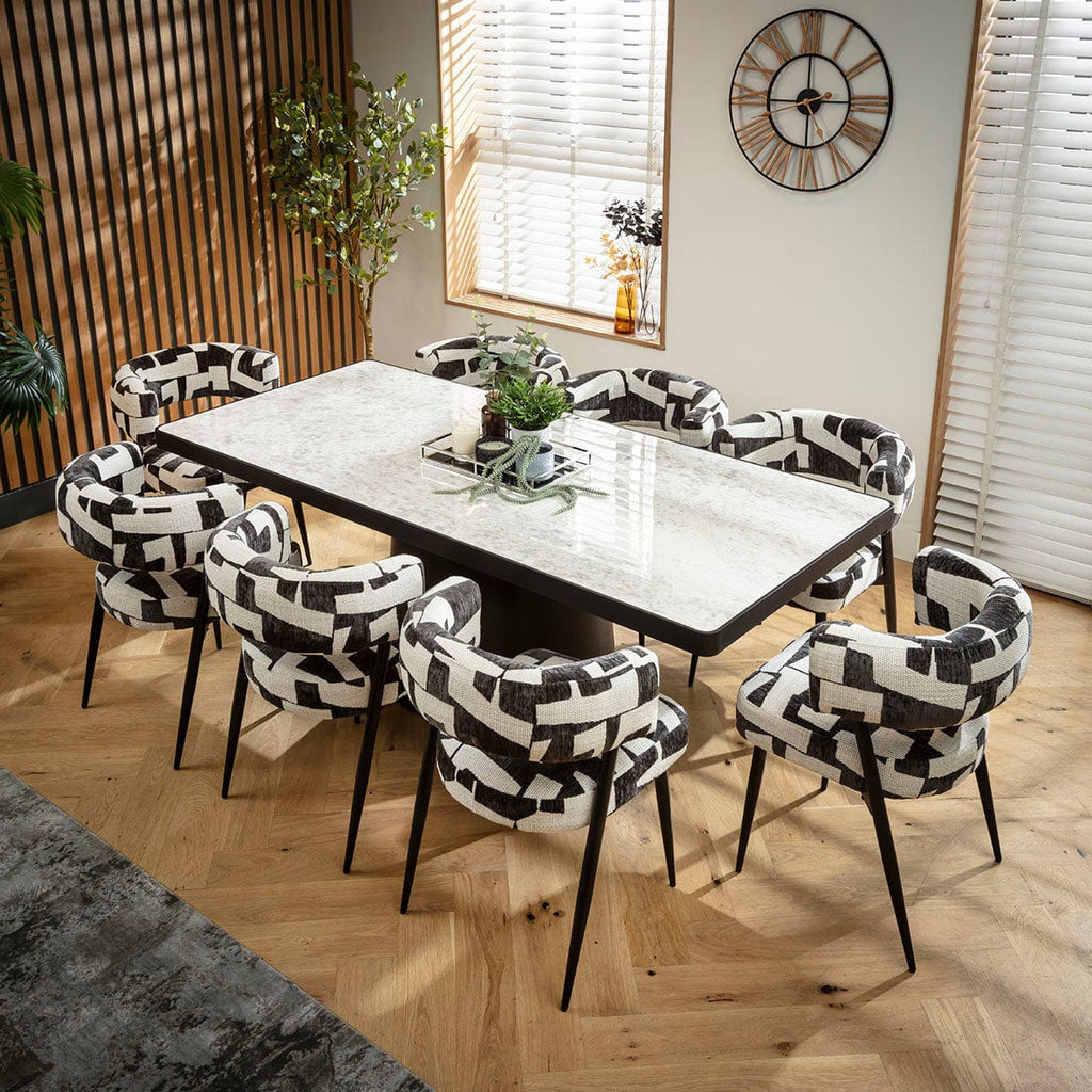 Ensemble de salle à manger moderne 8 places Mila &amp; Hastings en céramique noire et grise