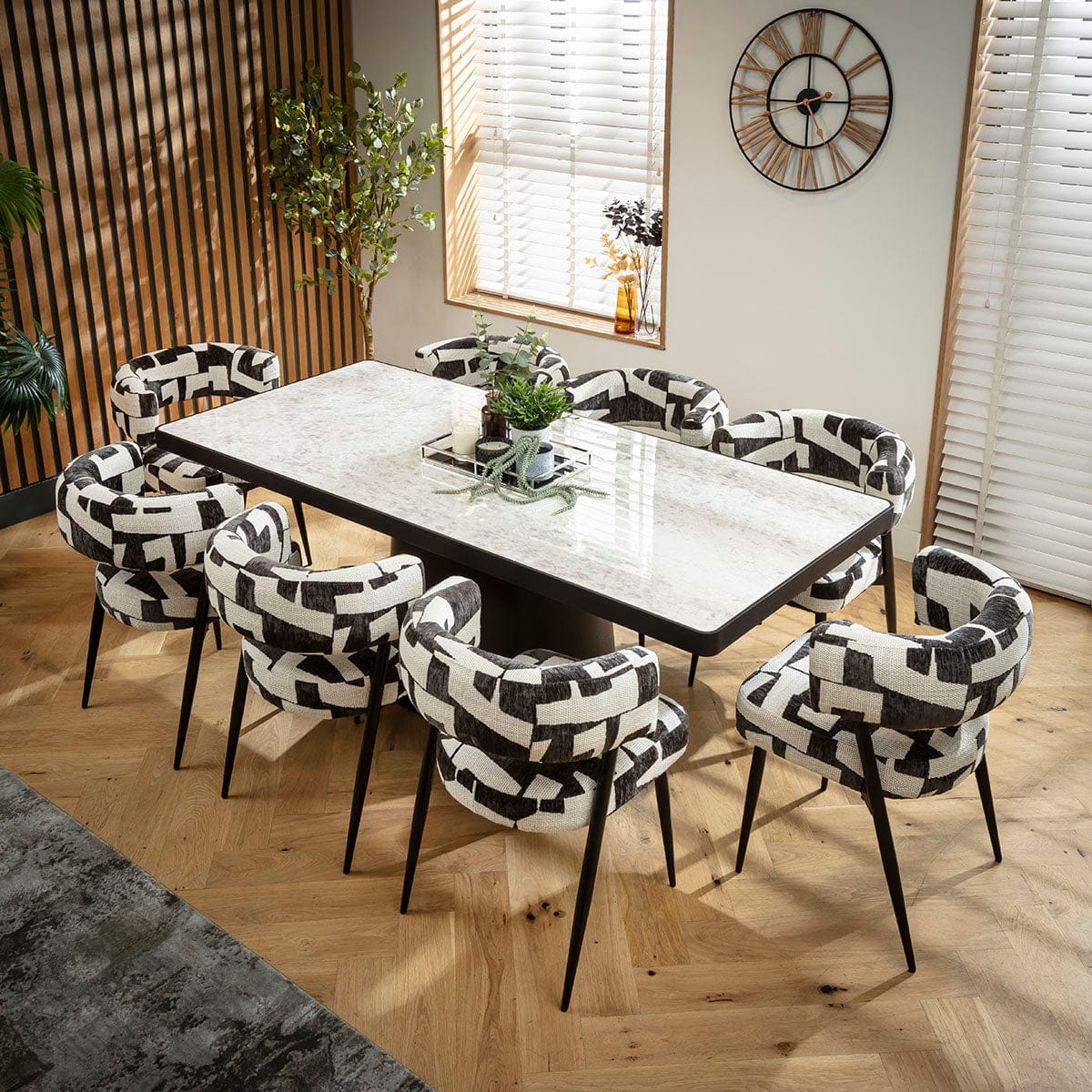 Ensemble de salle à manger moderne 8 places Mila &amp; Hastings en céramique noire et grise