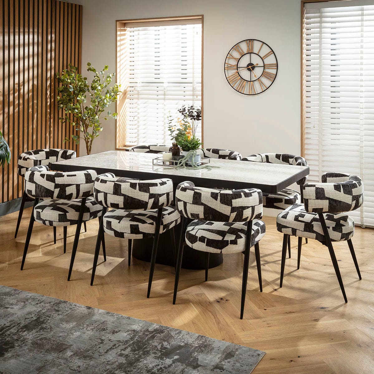 Ensemble de salle à manger moderne 8 places Mila &amp; Hastings en céramique noire et grise