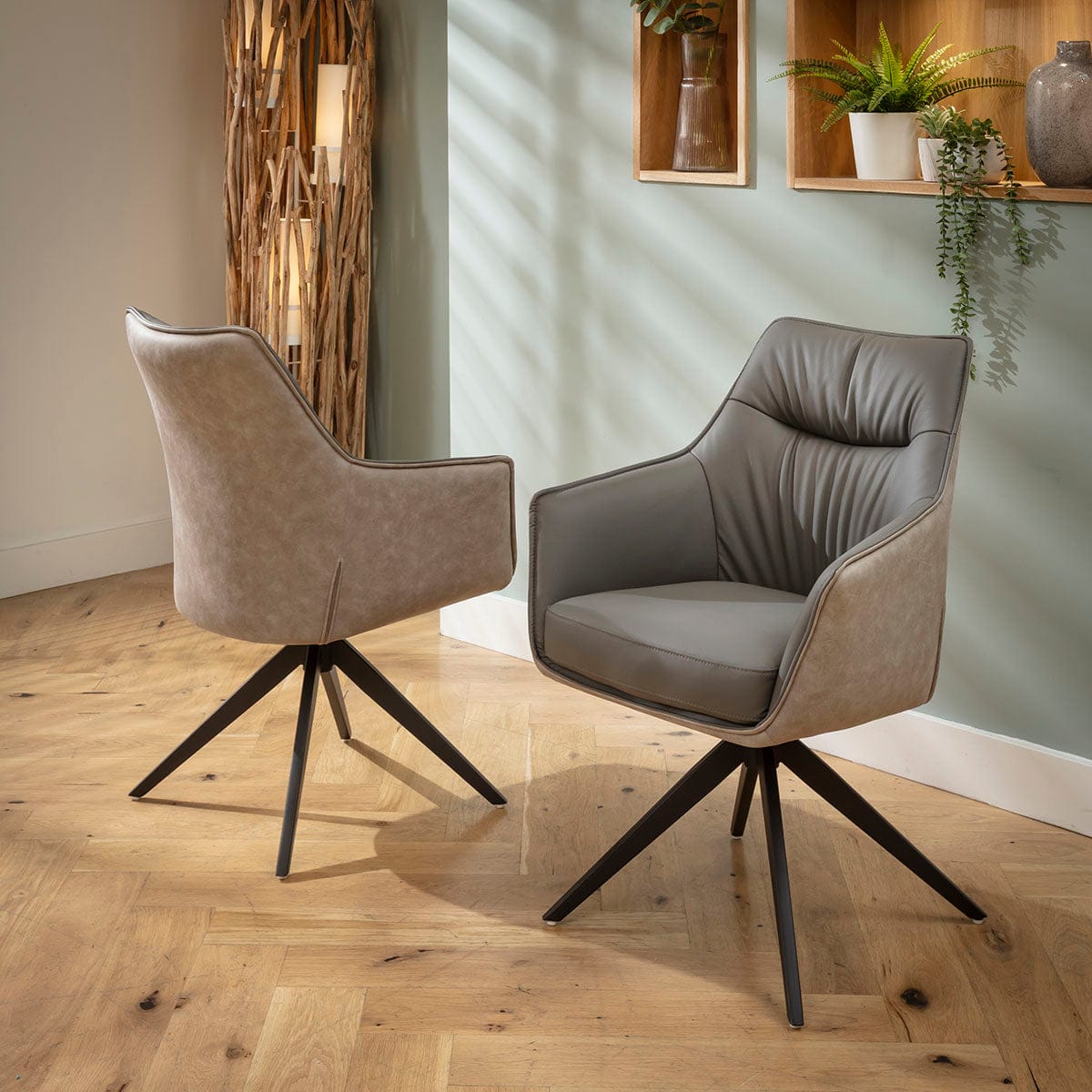 Ensemble de salle à manger rond extensible 8 places Millie &amp; Rudie, céramique grise et blanche mate