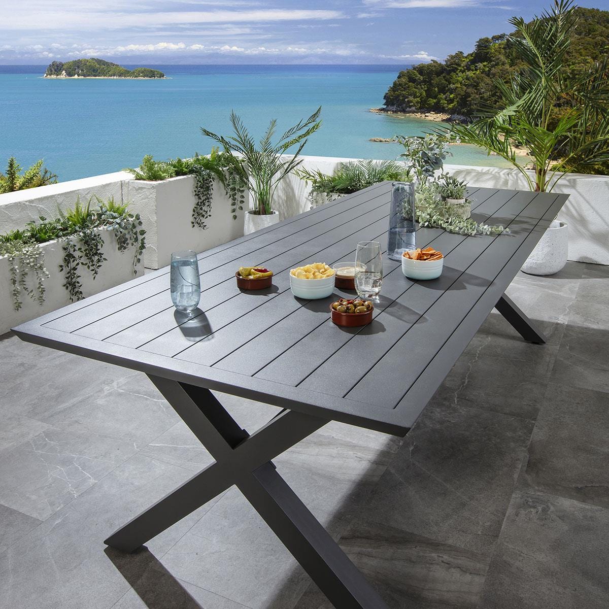 Ensemble de salle à manger de jardin Verity 10 places, gris aluminium