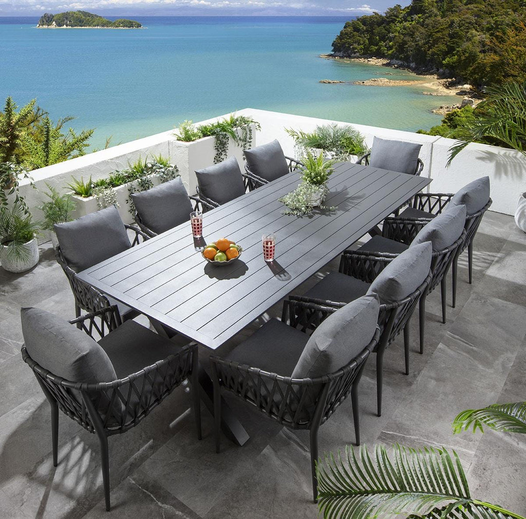 Ensemble de salle à manger de jardin Verity 10 places, gris aluminium
