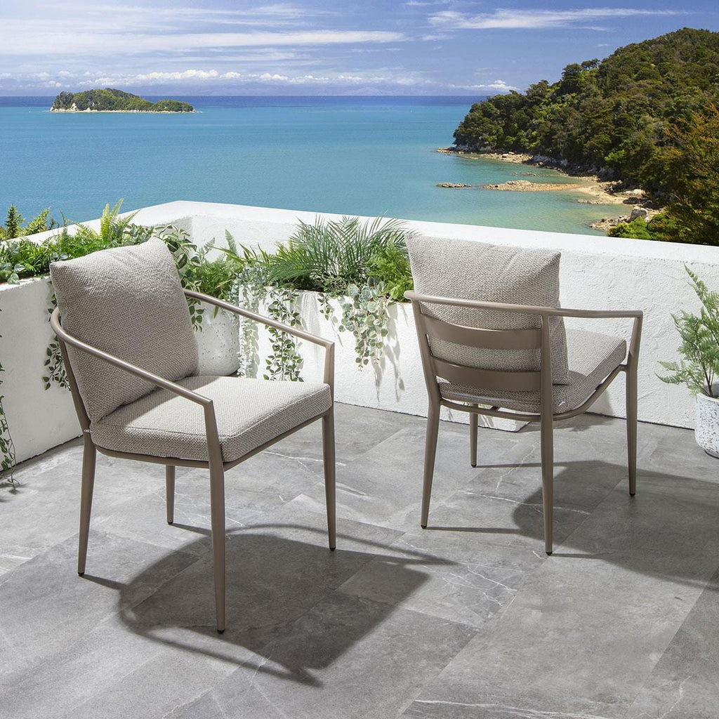 Ensemble de salle à manger de jardin carré Mia 2 places en céramique, couleur crème, aluminium