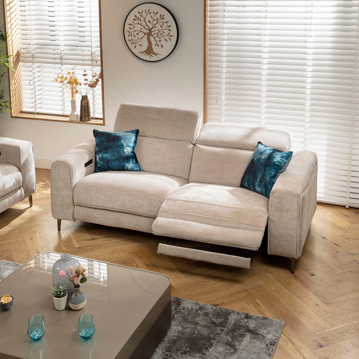 Ensemble canapé inclinable moderne Florance 3 et 2 places, gris mastic 1+2S