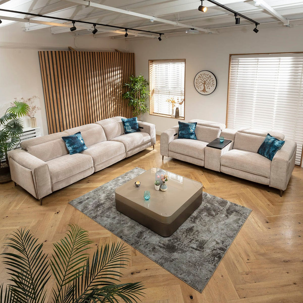 Ensemble canapé inclinable moderne Florance 3 et 2 places avec console de rangement, gris mastic