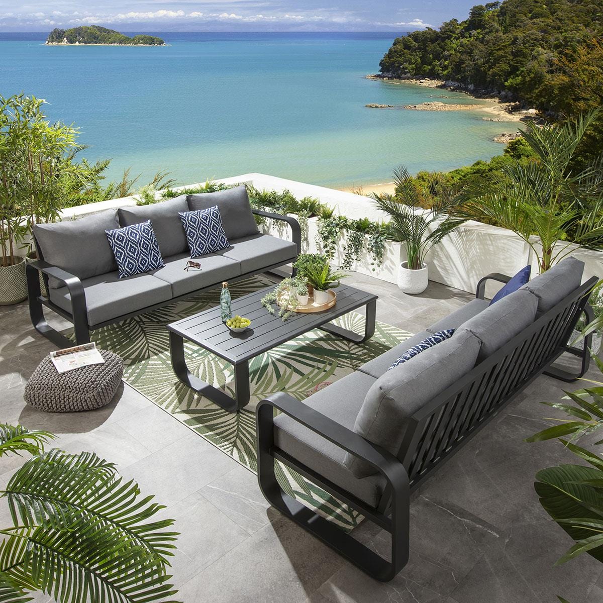 Freddy 3 Seater Outdoor Garden Sofa Grey 230cm