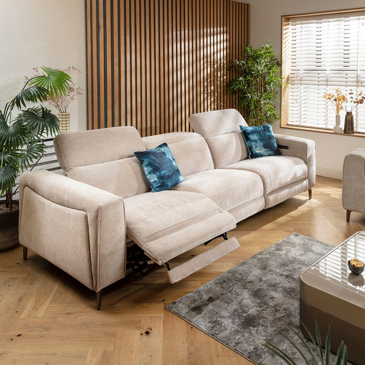 Canapé inclinable moderne Florance 3 places, gris mastic, 292 x 105 cm