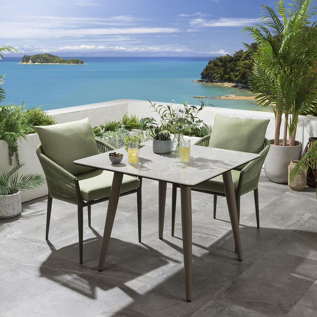 Ensemble de salle à manger de jardin Cole 4 places en céramique verte et beige