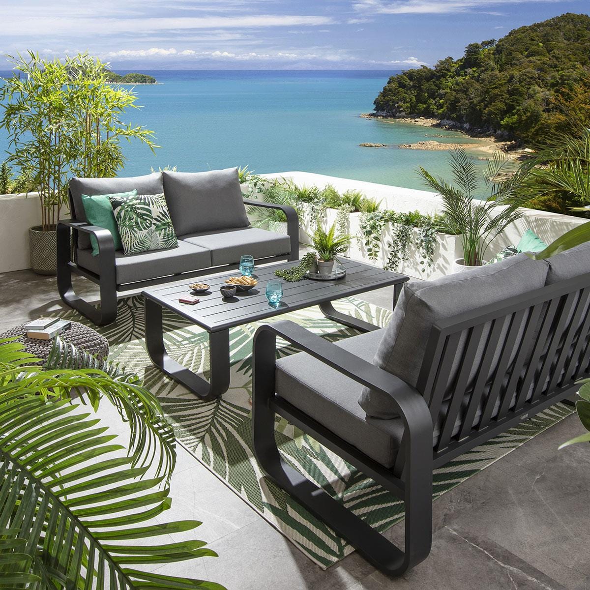 Ensemble de canapé de jardin 4 places Freddy gris