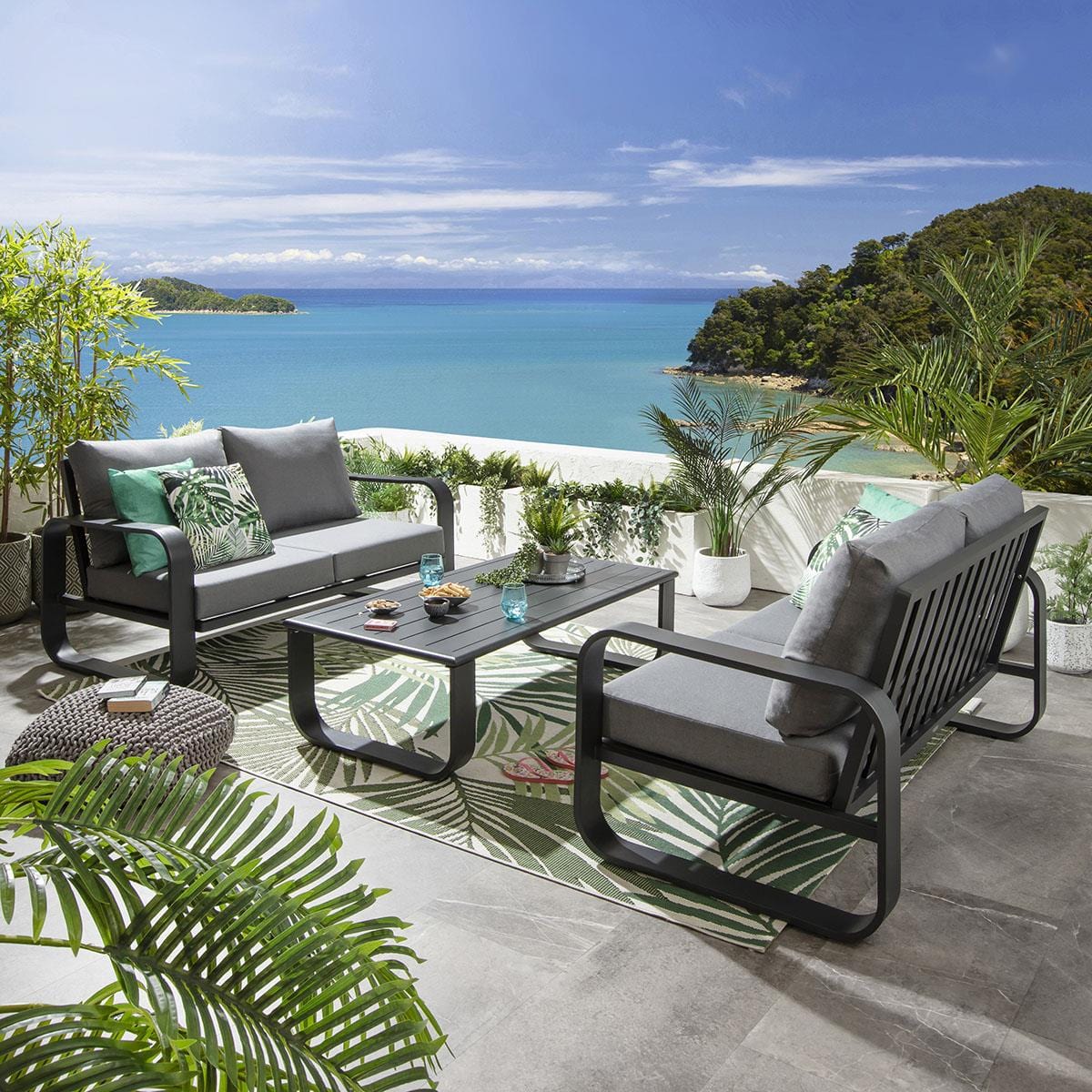 Ensemble de canapé de jardin 4 places Freddy gris