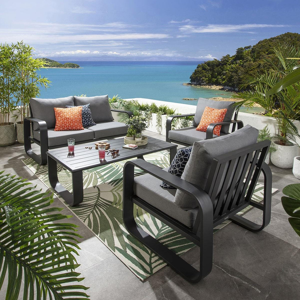 Ensemble canapé et fauteuil de jardin Freddy 4 places gris