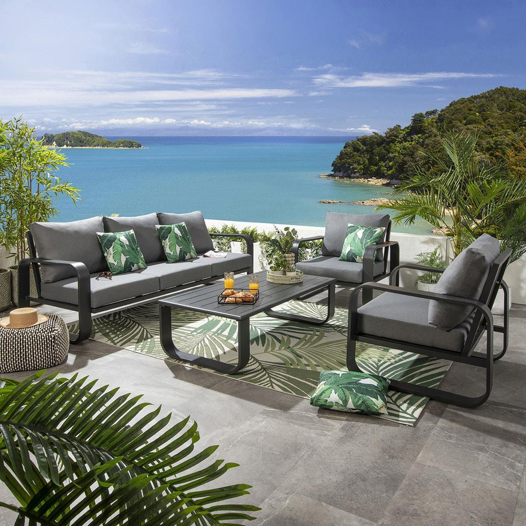 Ensemble canapé et fauteuil de jardin Freddy 5 places gris