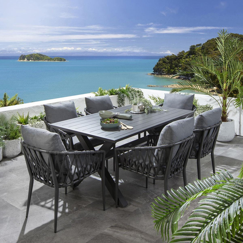 Ensemble de salle à manger de jardin 6 places Verity, gris aluminium
