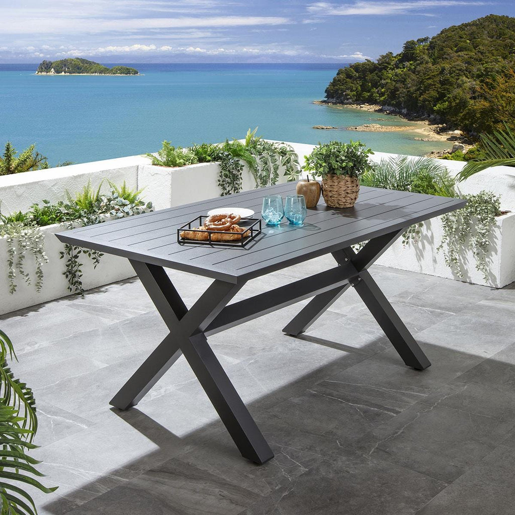 Ensemble de salle à manger de jardin 6 places Verity, gris aluminium