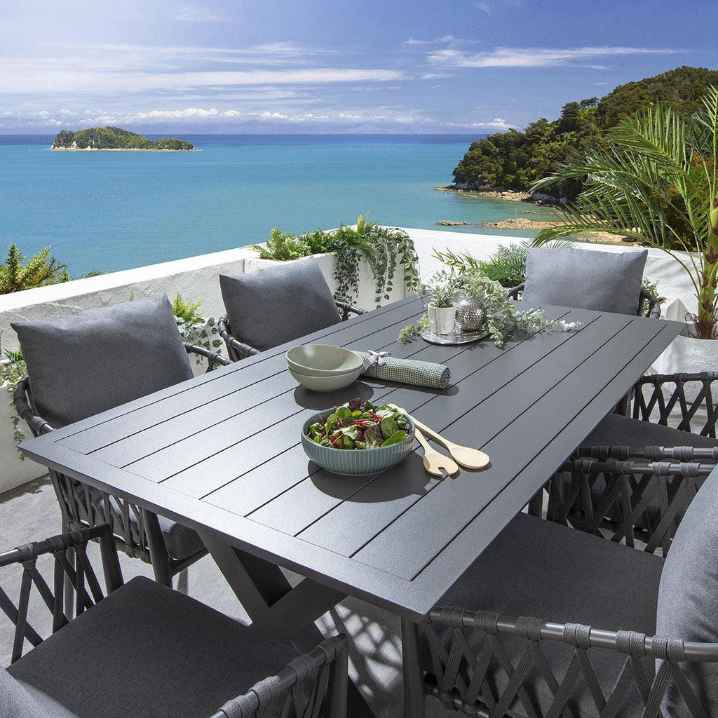 Ensemble de salle à manger de jardin 6 places Verity, gris aluminium