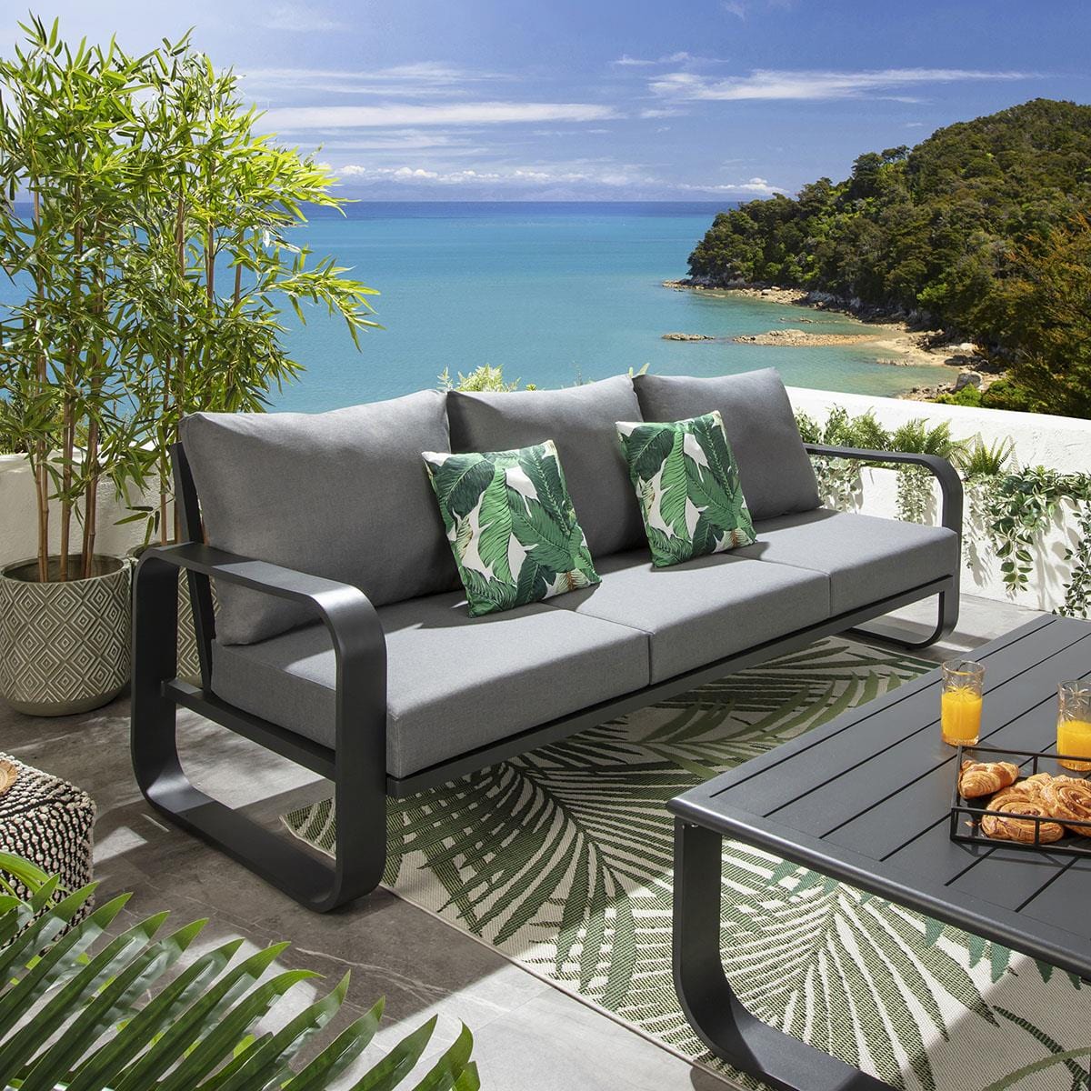 Ensemble de canapés de jardin 6 places Freddy, gris