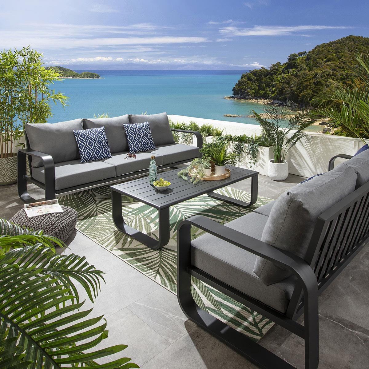 Ensemble de canapés de jardin 6 places Freddy, gris