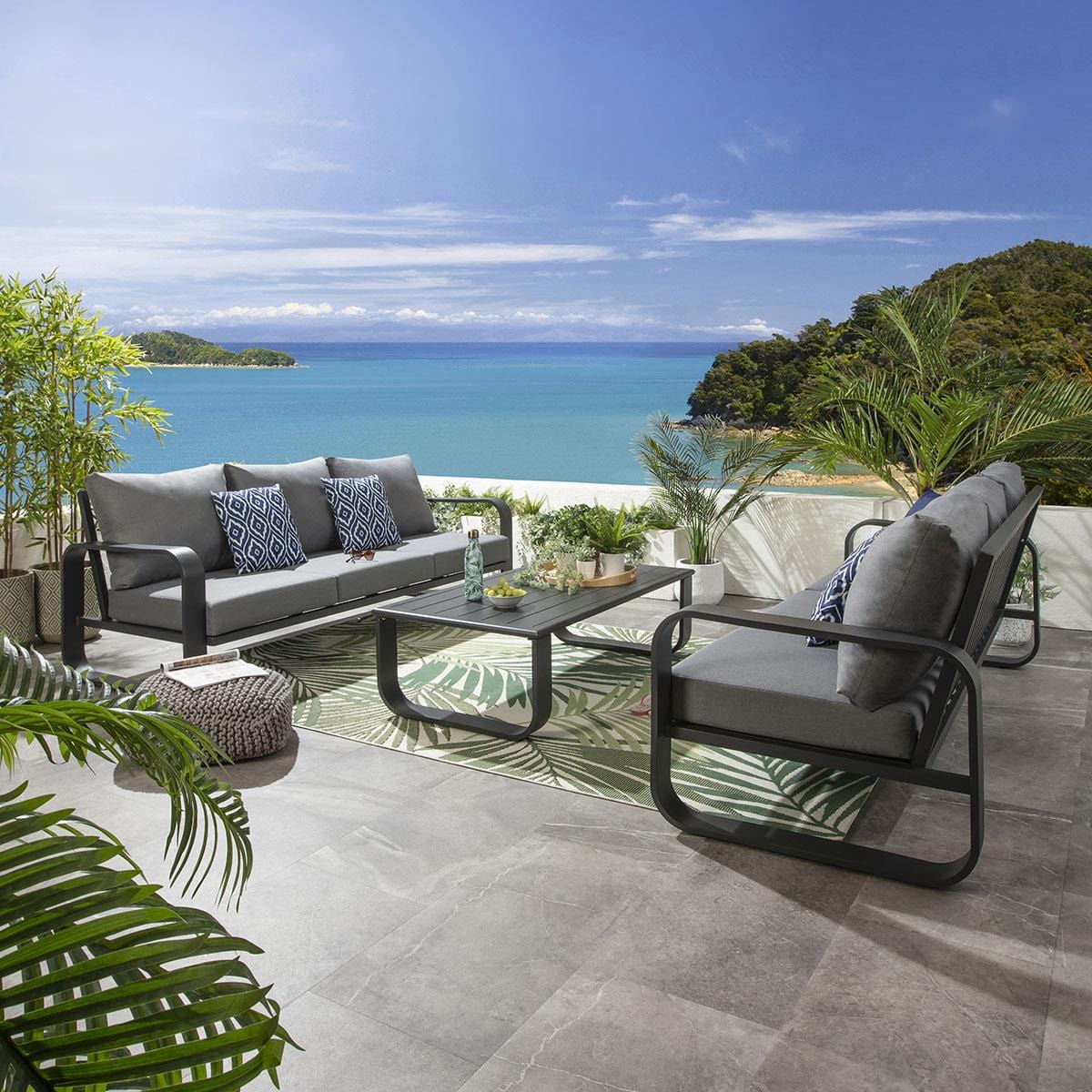 Ensemble de canapés de jardin 6 places Freddy, gris