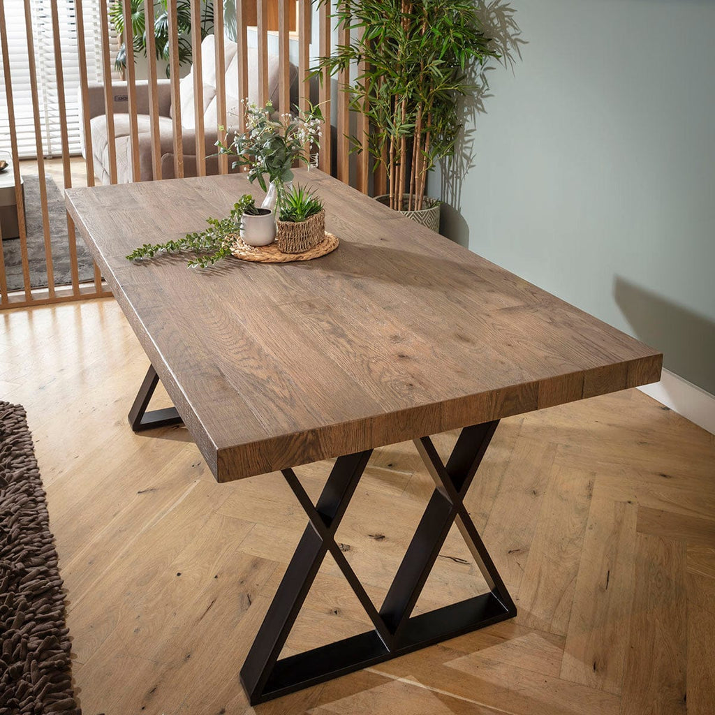 Table de salle à manger Glasgow en bois, 6 places, chêne recyclé, 180 x 90 cm