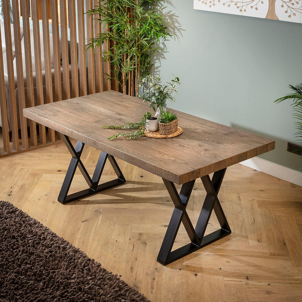 Table de salle à manger Glasgow en bois, 6 places, chêne recyclé, 180 x 90 cm