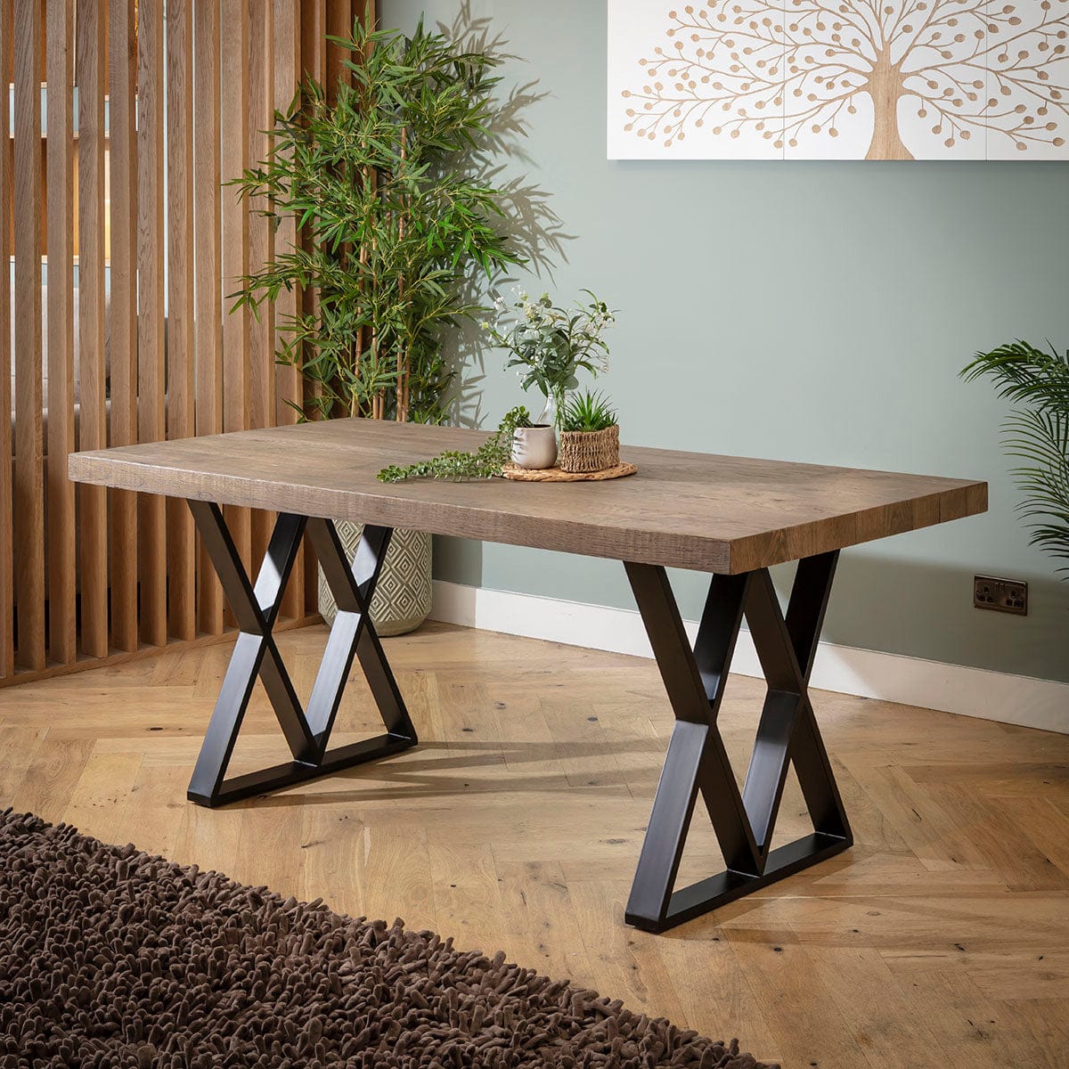 Table de salle à manger Glasgow en bois, 6 places, chêne recyclé, 180 x 90 cm