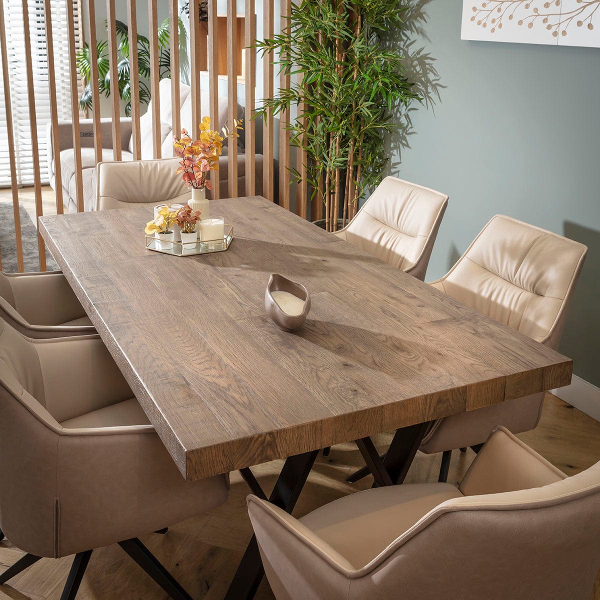 Table de salle à manger Glasgow en bois, 6 places, chêne recyclé, 180 x 90 cm