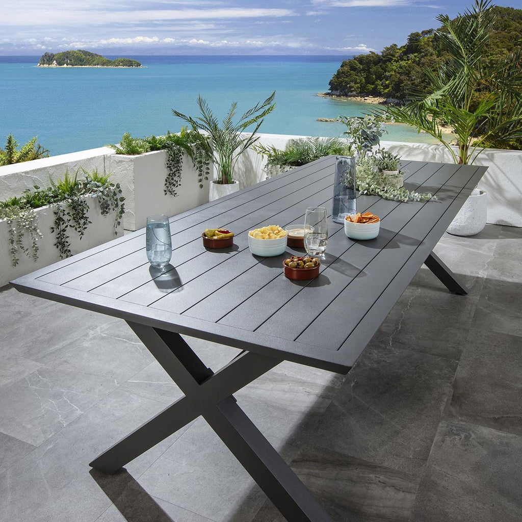 Ensemble de salle à manger de jardin 8 places Verity, gris aluminium
