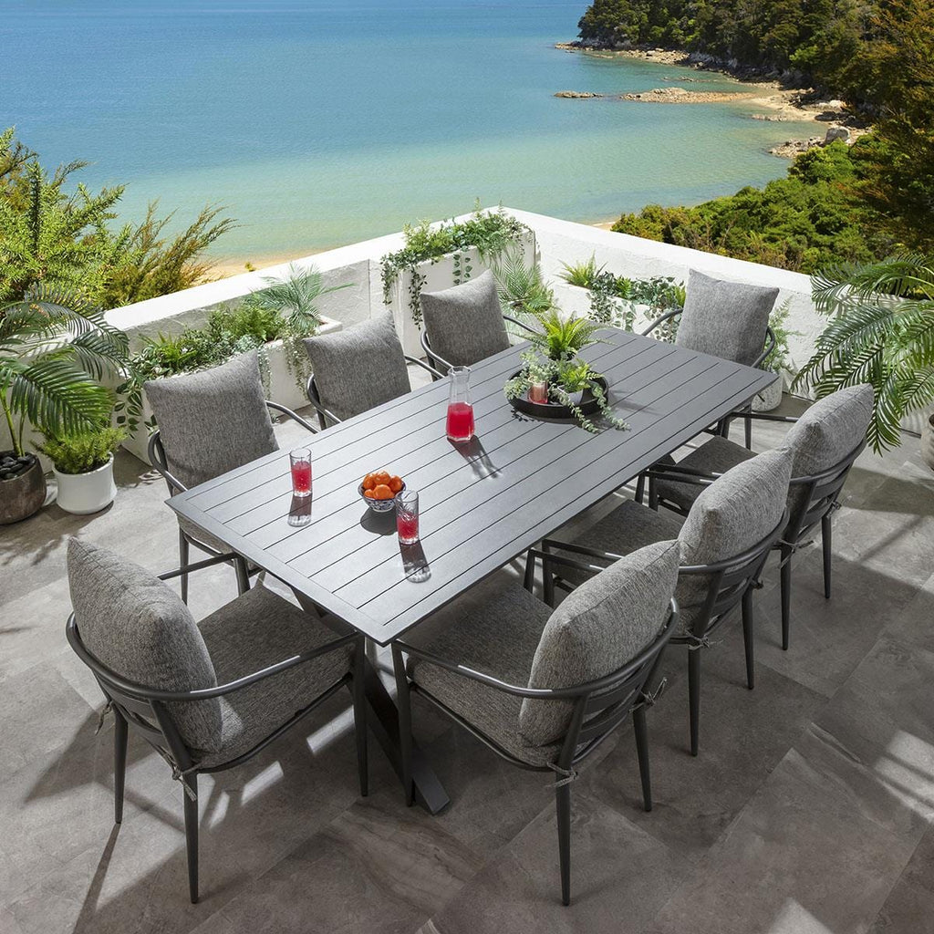 Ensemble de salle à manger de jardin Mia 8 places en aluminium gris