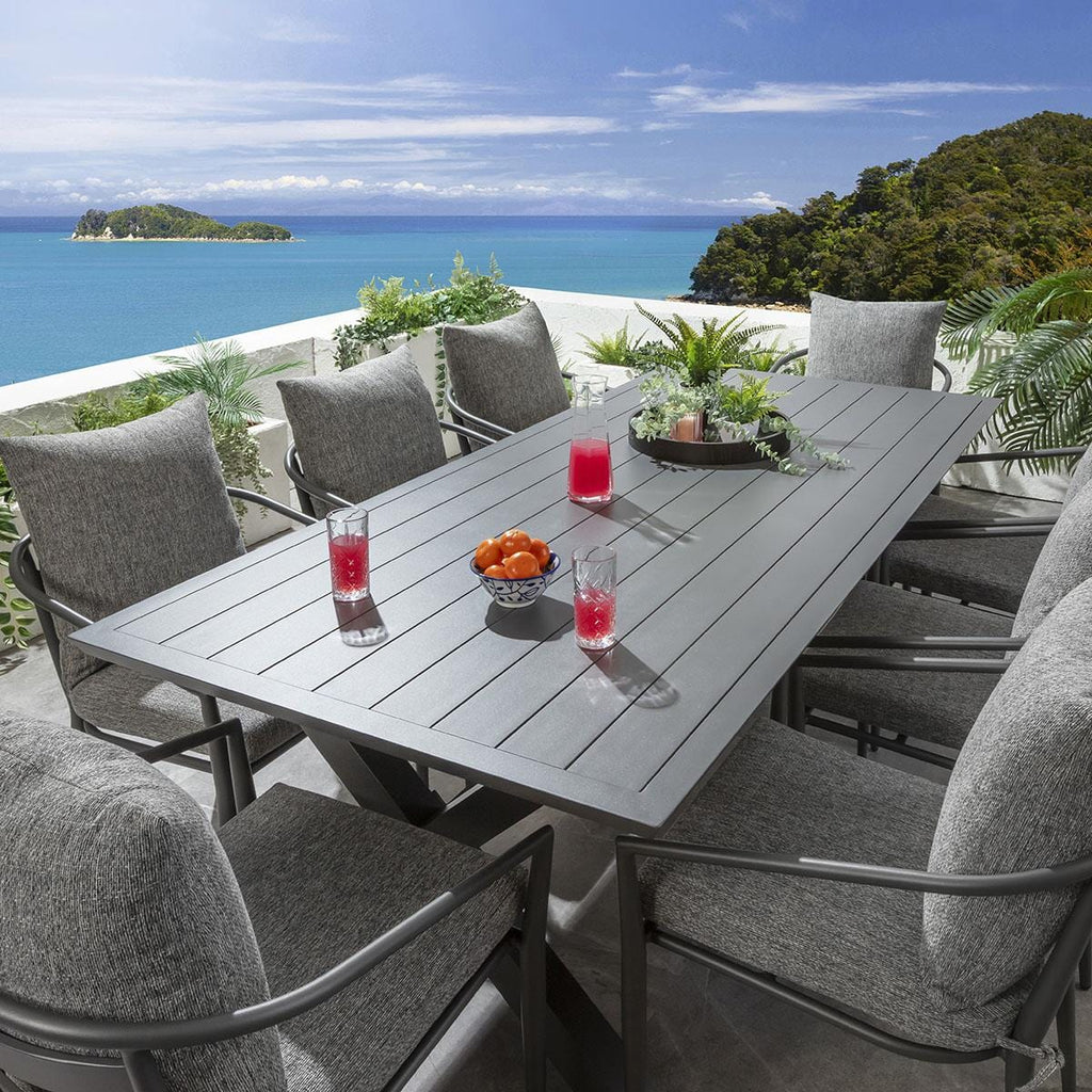 Ensemble de salle à manger de jardin Mia 8 places en aluminium gris