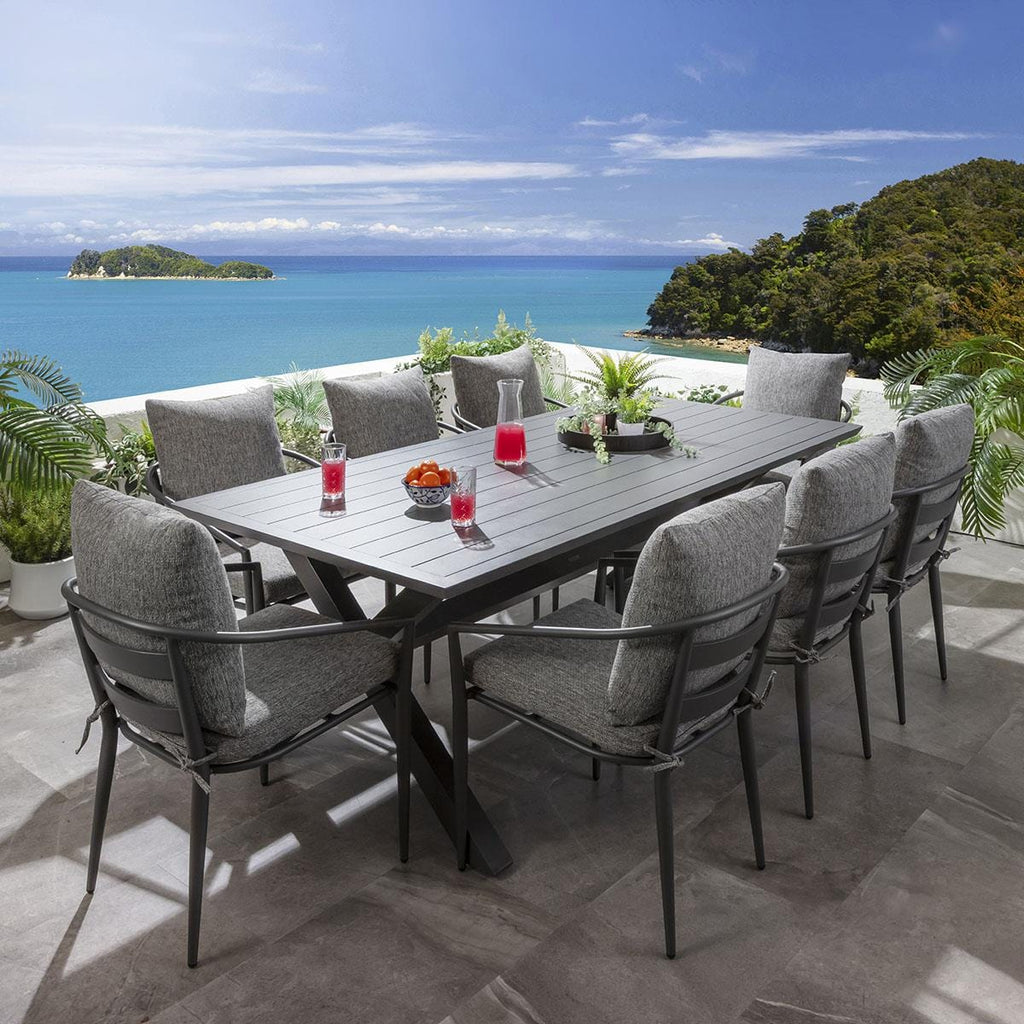 Ensemble de salle à manger de jardin Mia 8 places en aluminium gris