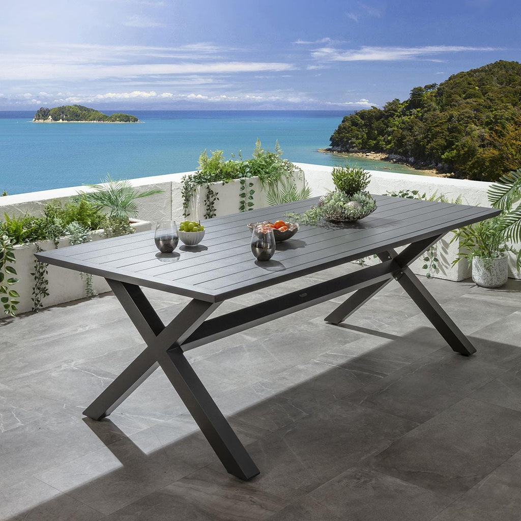 Ensemble de salle à manger de jardin Mia 8 places en aluminium gris