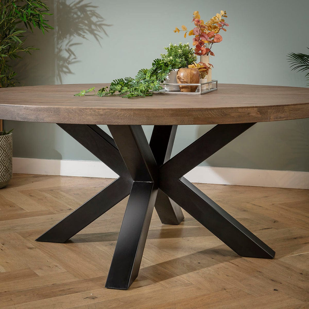 Table de salle à manger ronde Glasgow en chêne recyclé, 8 places, 180 cm