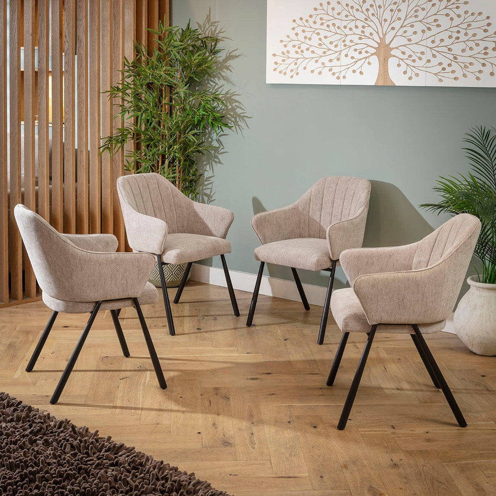 Chaise de salle à manger Clara moderne avec accoudoirs et tissu gris